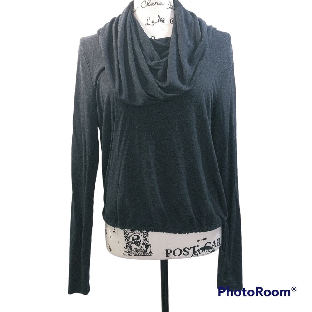 Cabi Charcoal Gray Modern Recess Soft Stretch Hooded Top Size M